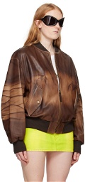 Acne Studios Brown Relaxed Fit Leather Bomber Jacket