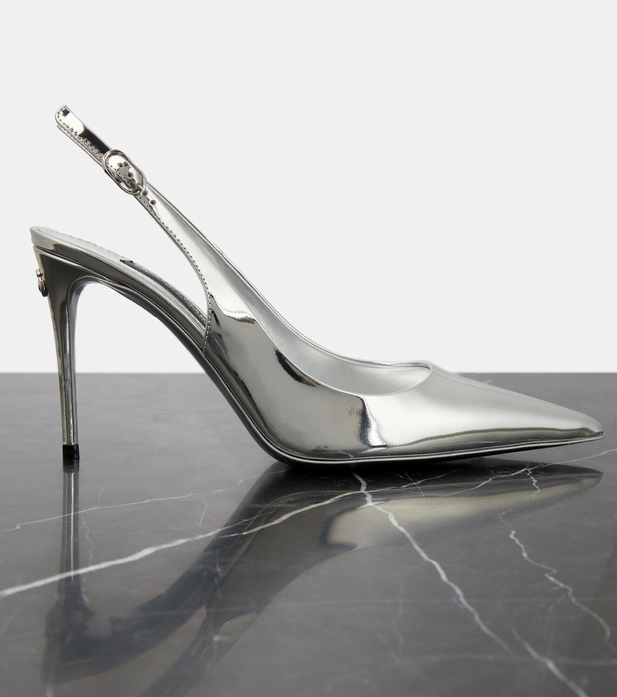 Dolce&Gabbana Lollo mirrored leather slingback pumps