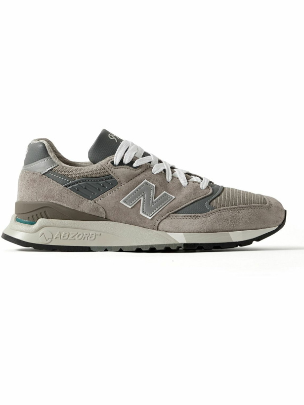 Photo: New Balance - 998 Core Rubber-Trimmed Leather, Mesh and Suede Sneakers - Gray