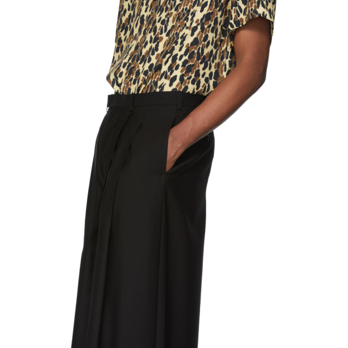 Lad Musician Black 2Tuck Cropped Wide Trousers