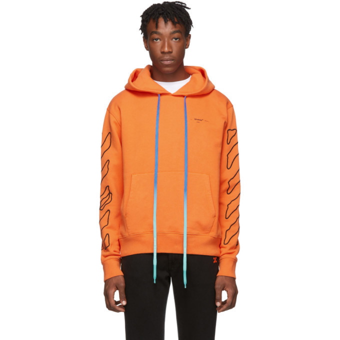 Photo: Off-White Orange and Black Abstract Arrows Slim Hoodie