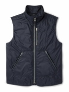 TOM FORD - Padded Leather-Trimmed Shell Gilet - Blue