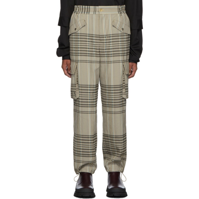 Photo: Feng Chen Wang Beige Check Straight Cargo Pants