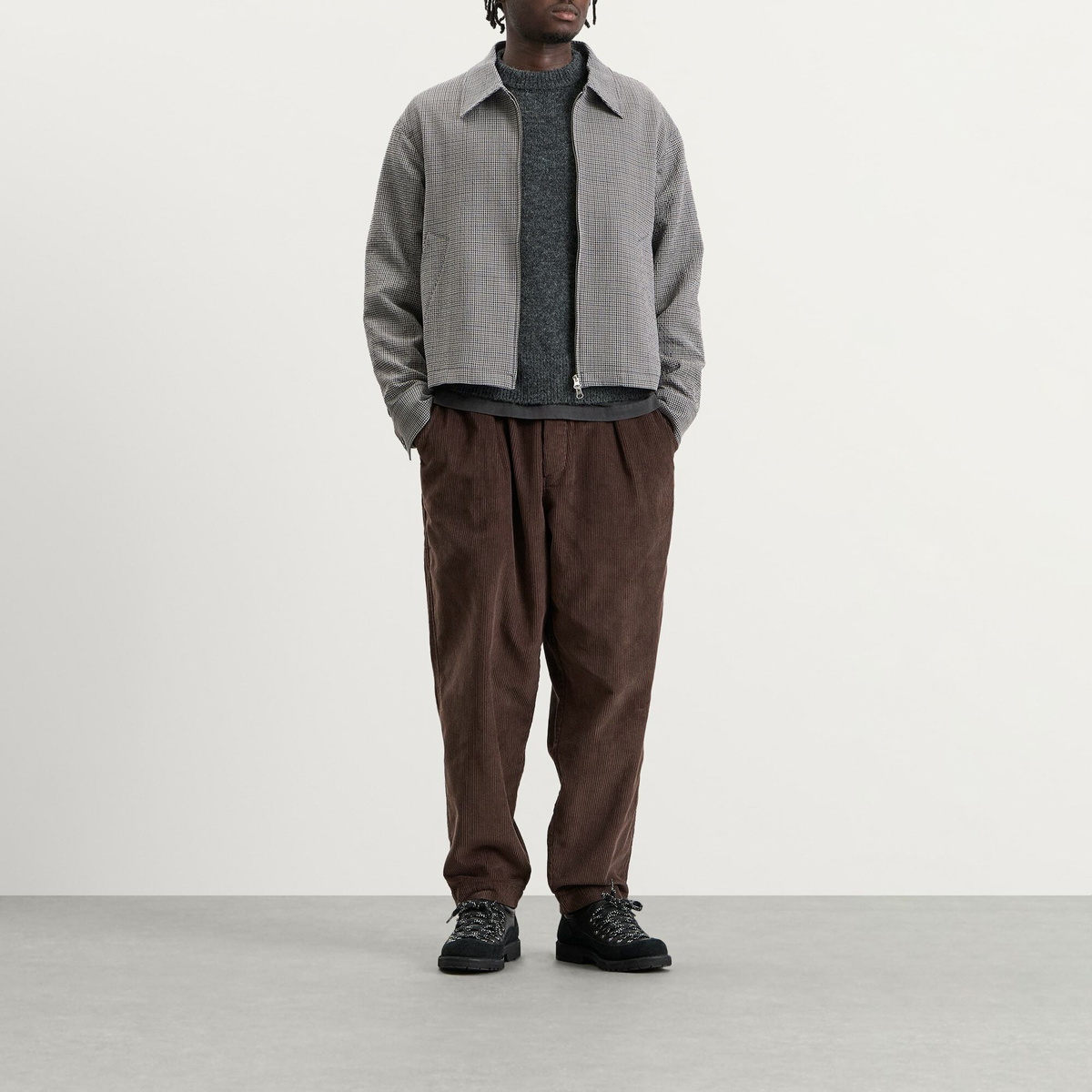 Universal Works Men's Cord Pleated Track Pant in Cacao