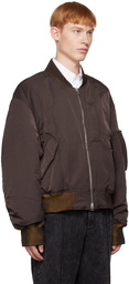 Solid Homme Brown Cropped MA-1 Bomber Jacket