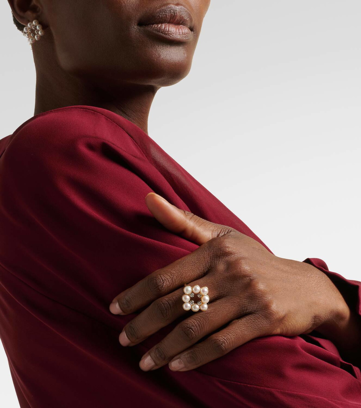 Mateo Cluster 14kt gold ring with pearls and diamonds
