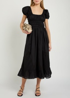 Faithfull The Brand Sunniva Panelled Cotton Midi Dress Black
