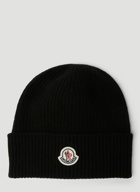 Ribbed Knit Beanie Hat in Black