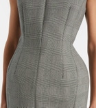 Mugler Prince of Wales check wool-blend minidress