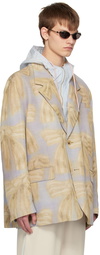 Acne Studios Blue & Beige Printed Blazer