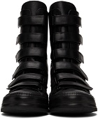 Ann Demeulemeester Black Leather Velcro High-Top Sneakers