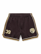 BODE - Bobcat Appliquéd Striped Jersey Shorts - Brown