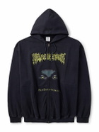 VETEMENTS - Cradle of Filth Oversized Printed Cotton-Jersey Zip-Up Hoodie - Black