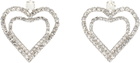 Blumarine Silver Rhinestone Hearts Drop Earrings