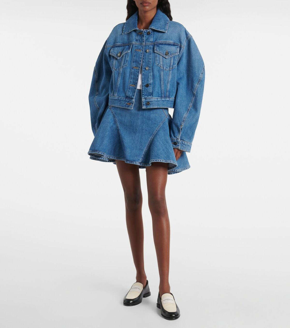 Givenchy Label leather and canvas loafers