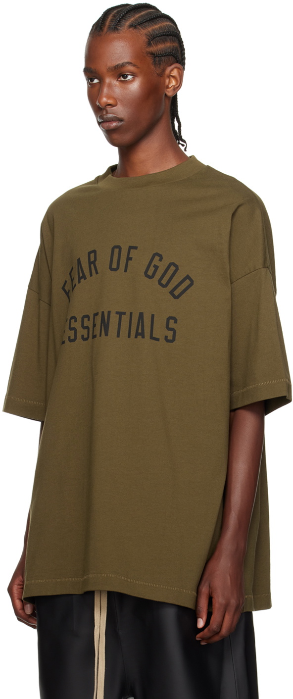 Fear of God ESSENTIALS Khaki Crewneck T-Shirt Fear Of God Essentials