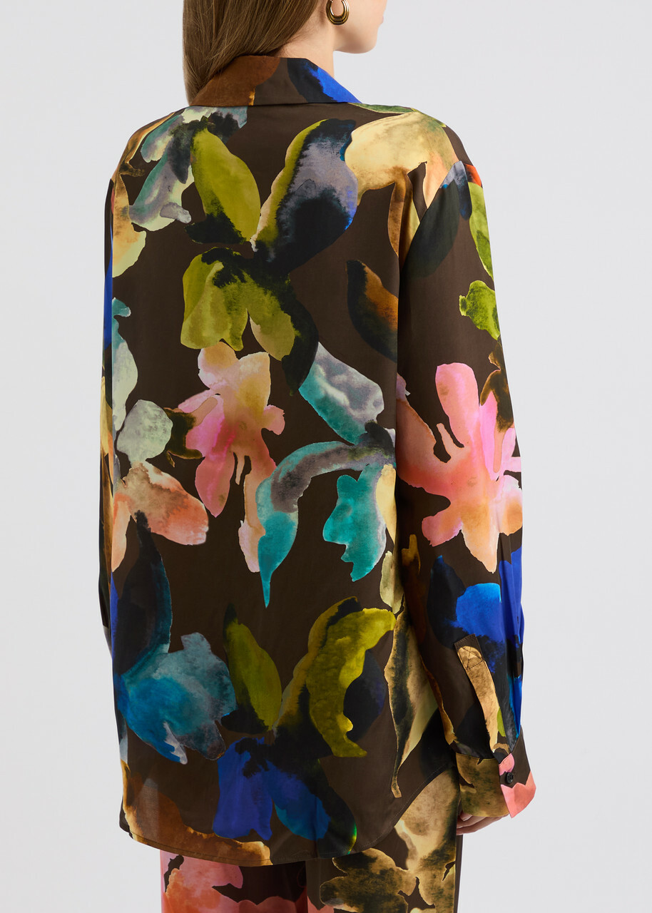 Stine Goya Floral-print Matte Satin Shirt Multicoloured
