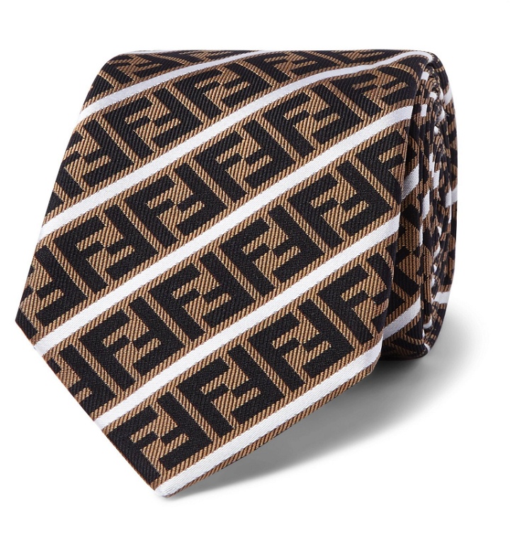 Photo: Fendi - 6.5cm Logo-Jacquard Silk Tie - Brown