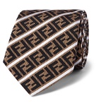 Fendi - 6.5cm Logo-Jacquard Silk Tie - Brown