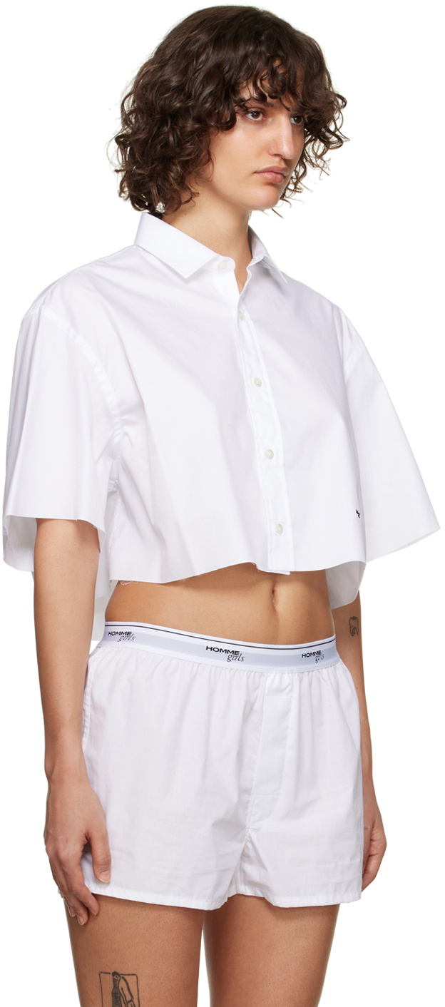 HommeGirls White Cropped Shirt Hommegirls