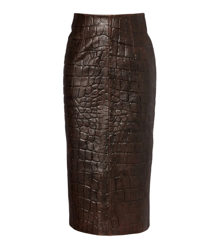 Photo: Emilia Wickstead Loretta croc-effect leather pencil skirt