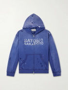 Satoshi Nakamoto - Luke Logo-Printed Cotton-Fleece Zip-Up Hoodie - Blue