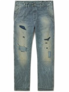 RRL - Hopkins Straight-Leg Distressed Embroidered Jeans - Blue