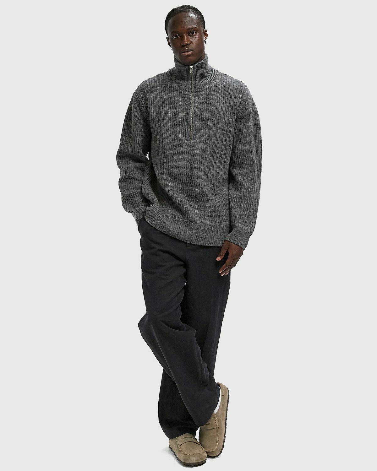 CLOSED ZIPPED JUMPER Grey Mens Pullover