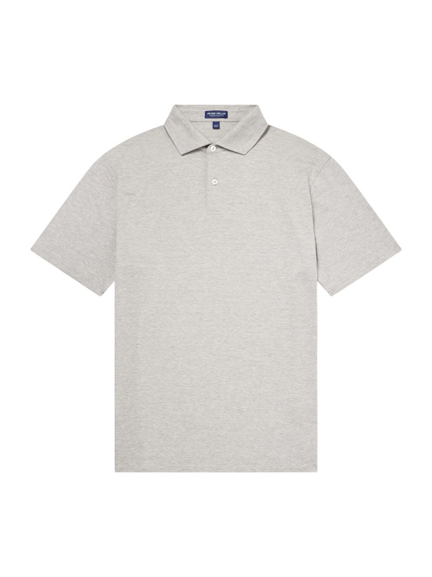 Photo: Peter Millar - Excursionist Cotton-Blend Herringbone Polo Shirt - Gray