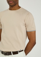 Tods Striped Detail Knit Cotton T-shirt Off White