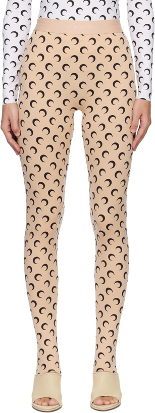 Photo: Marine Serre Beige Recycled Moon Jersey Stirrup Leggings