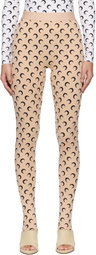 Marine Serre Beige Recycled Moon Jersey Stirrup Leggings
