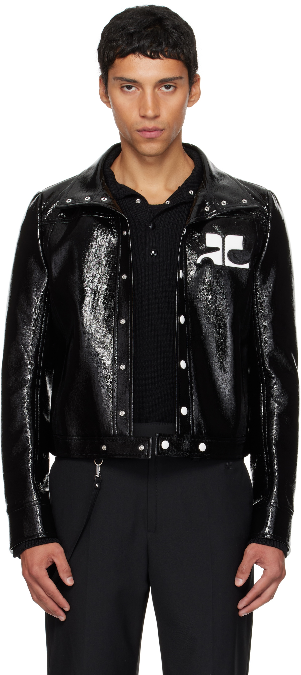 Courrèges Black Reedition Vinyl Jacket