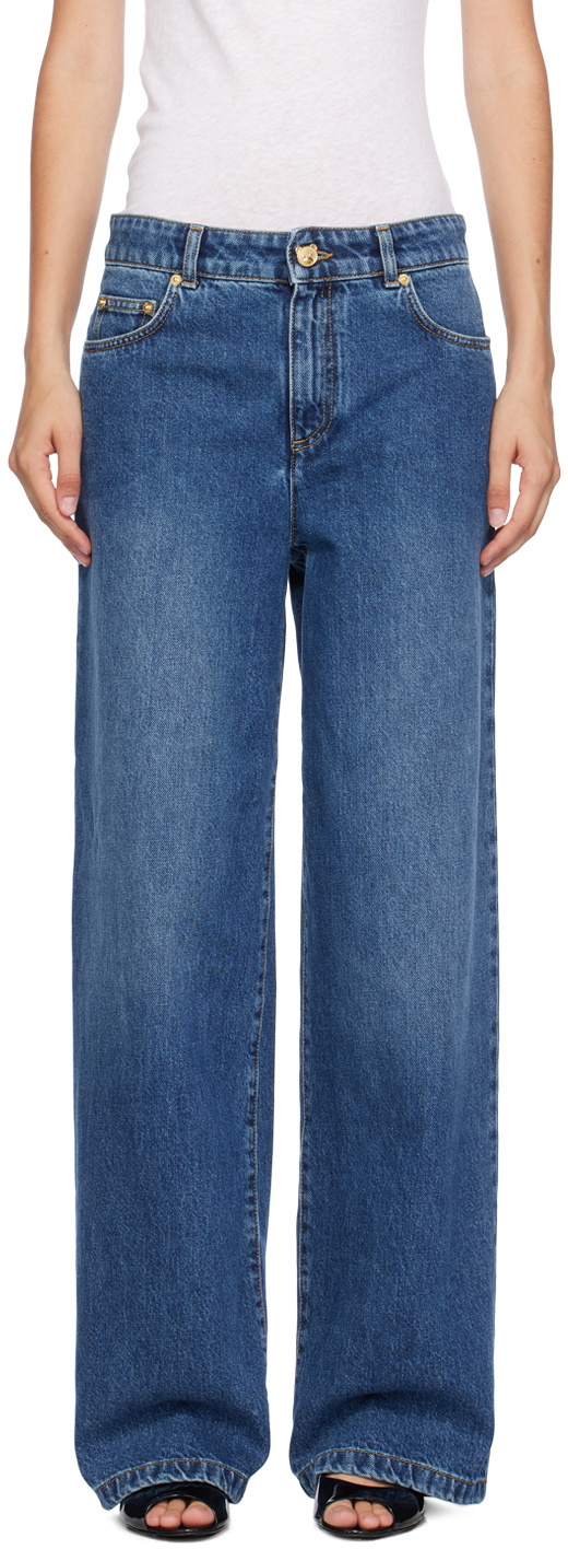 Moschino Blue Teddy Bear Button Jeans