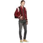 Saint Laurent Red Wool Teddy Bomber Jacket