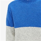Country Of Origin Men's Supersoft Seamless Half & Half Crew Knit in Paradise Blue/Silver Grey