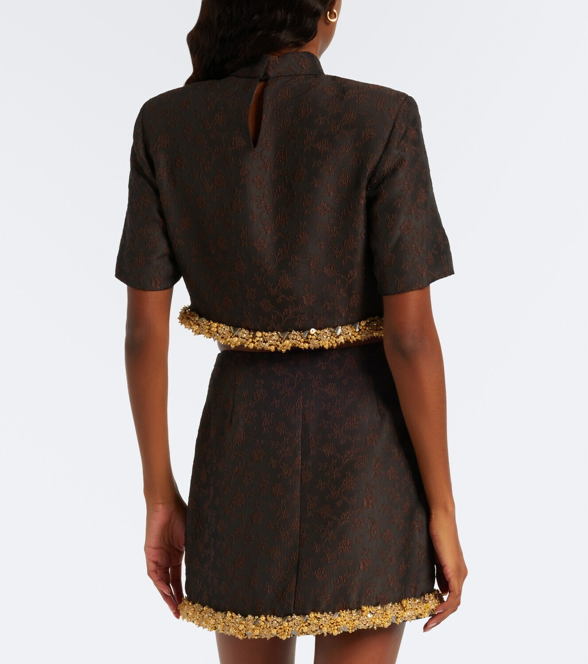 Simkhai Jalen embellished jacquard crop top