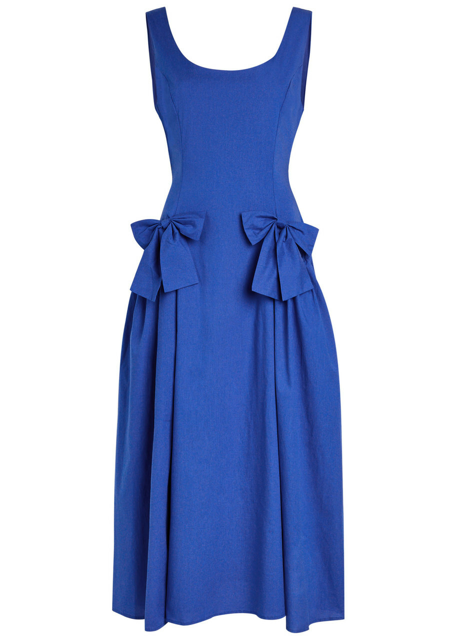 Sister Jane Diary Bow-embellished Woven Midi Dress Blue
