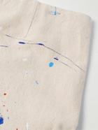 Greg Lauren - Tapered Cropped Paint-Splattered Cotton-Canvas Drawstring Cargo Trousers - Neutrals