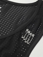 Satisfy - Embellished Logo-Appliquéd Space-O™ Mesh Tank Top - Black