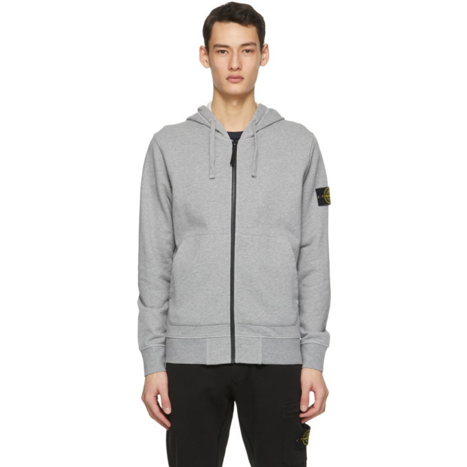 Photo: Stone Island Grey Classic Zip-Up Hoodie