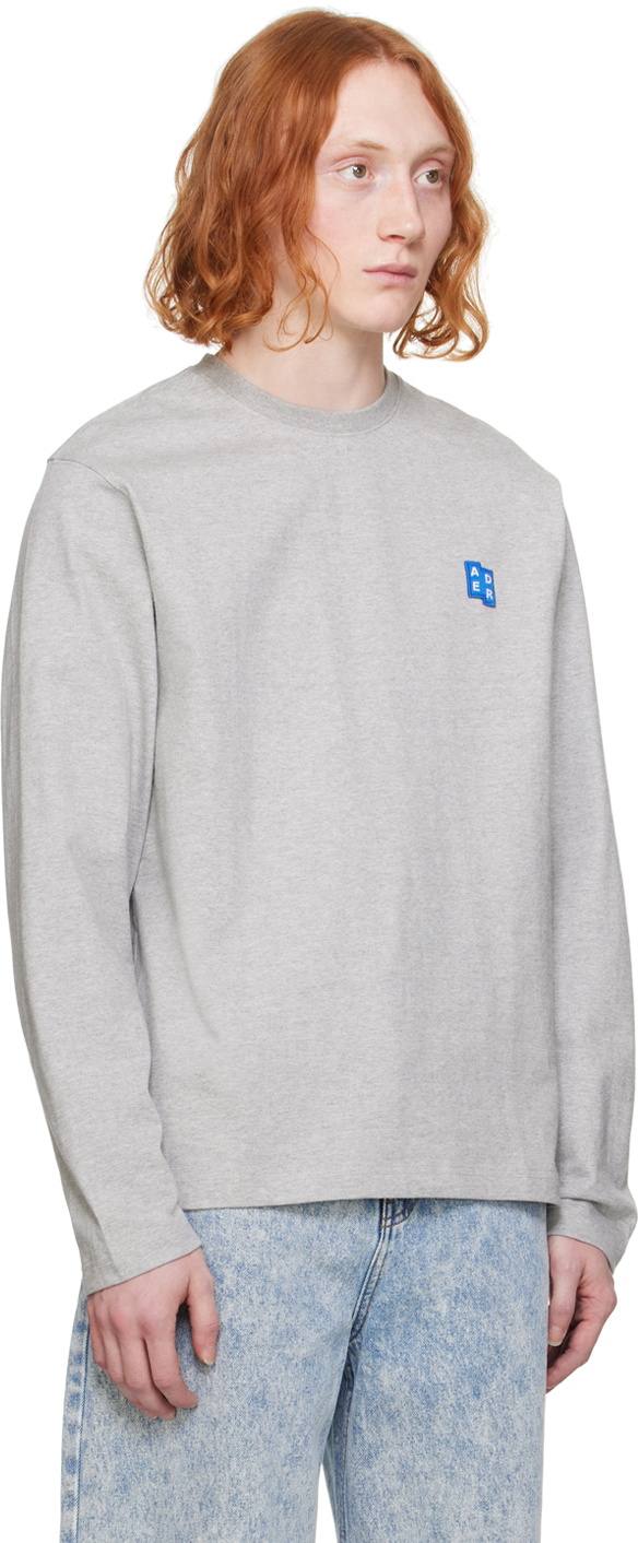 ADER error Gray Patch Long Sleeve T-Shirt