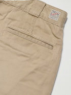 Polo Ralph Lauren - Straight-Leg Embroidered Distressed Cotton-Twill Trousers - Brown