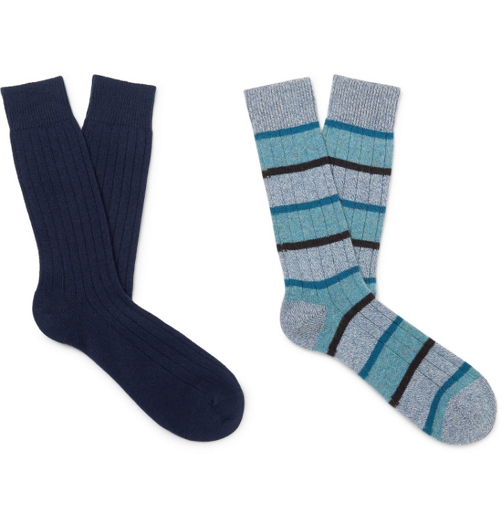 Photo: Pantherella - Two-Pack Cashmere-Blend Socks - Blue