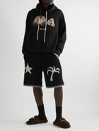 Palm Angels - Logo-Print Studded Appliquéd Cotton-Jersey Hoodie - Black