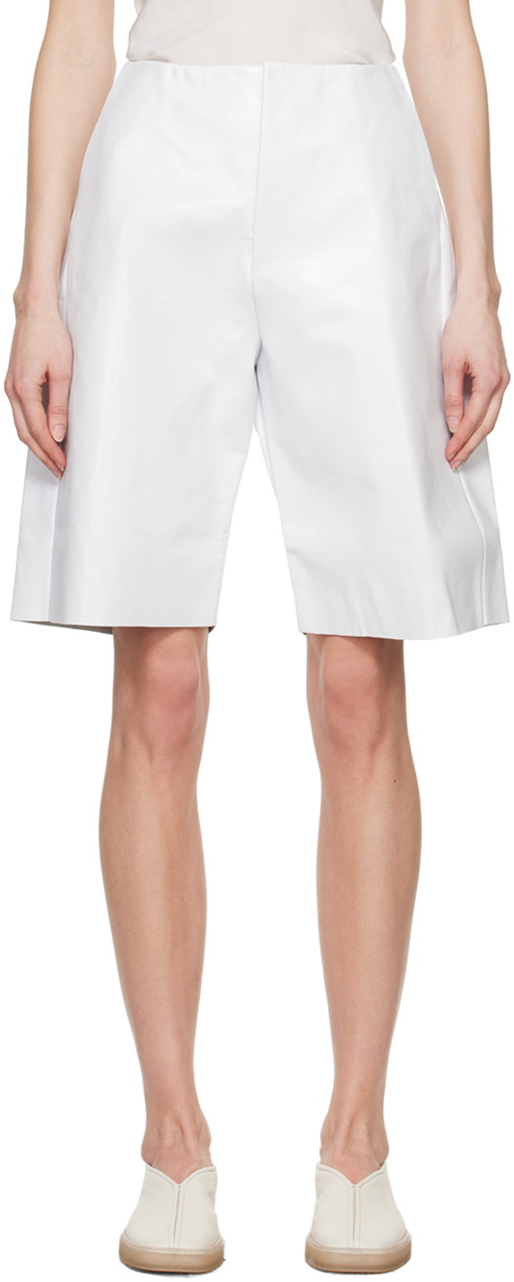 Gabriela Coll Garments White No.277 Leather Shorts
