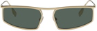 Burberry Gold Rectangular Sunglasses