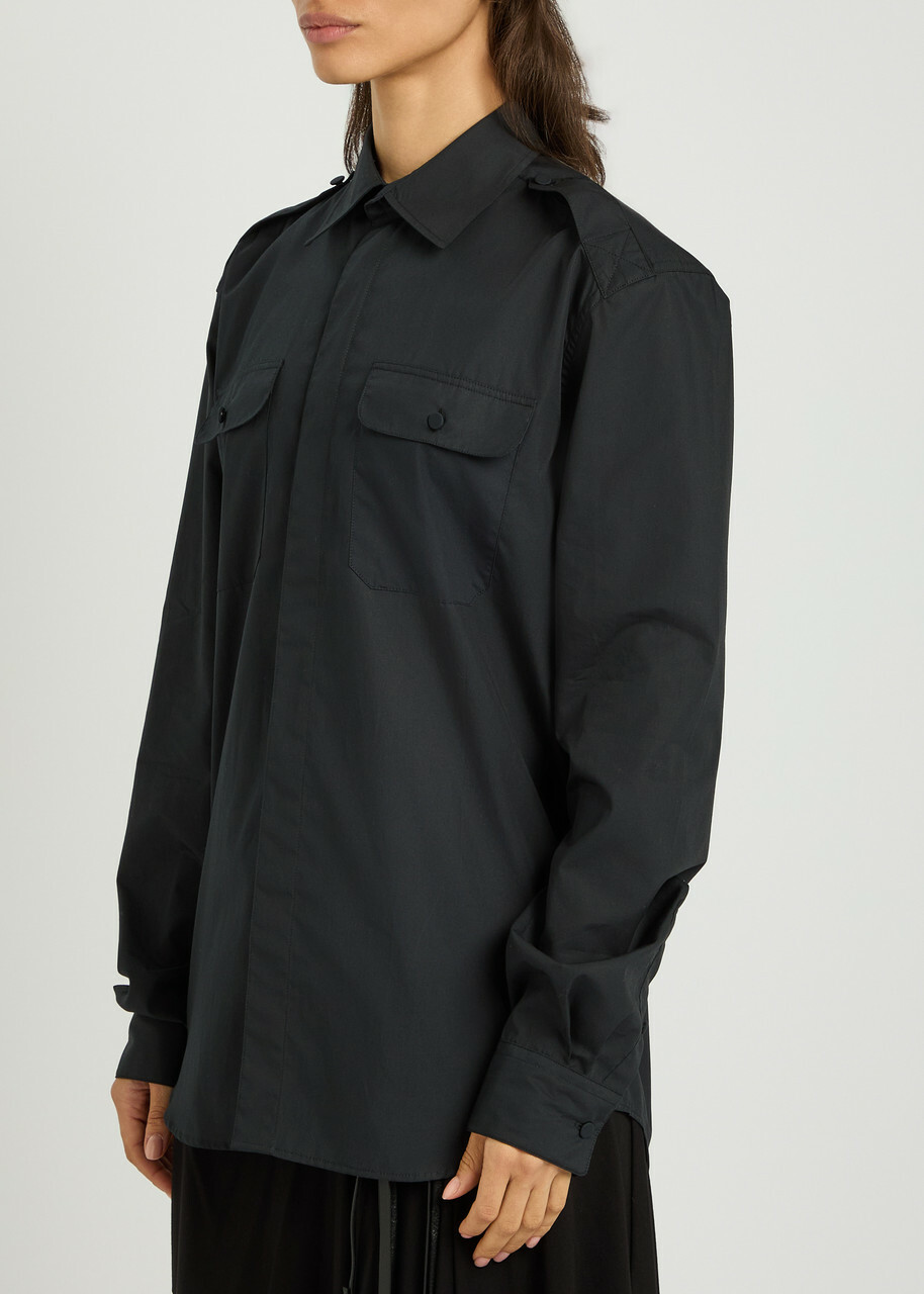 Aaron Esh Military Cotton-poplin Shirt Black
