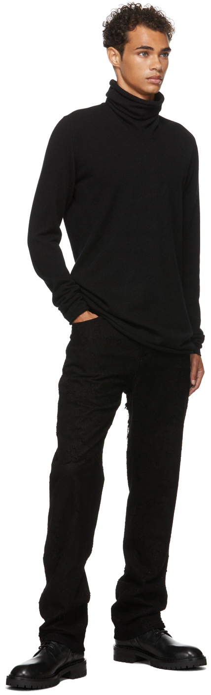 Label Under Construction Black Punched Cylindrical Turtleneck