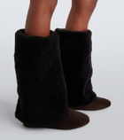 Yves Salomon Shearling and suede knee-high boots